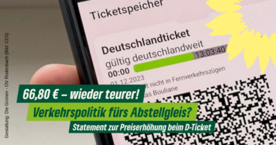 Deutschlandticket wird teurer – Statement aus Rodenbach Christine zum Deutschlandticket: Ab Januar kostet das D-Ticket 66,80 Euro.